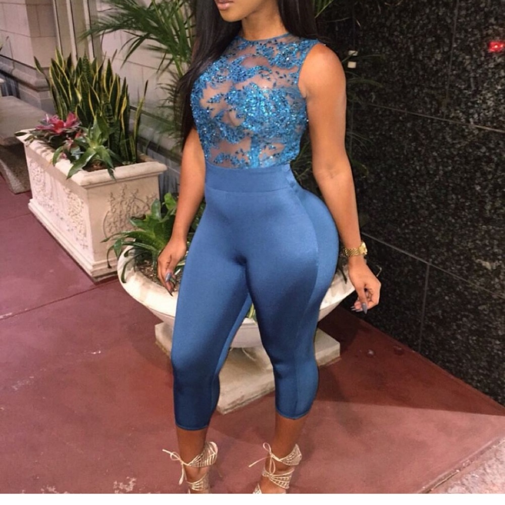Sequin lace jumpsuit